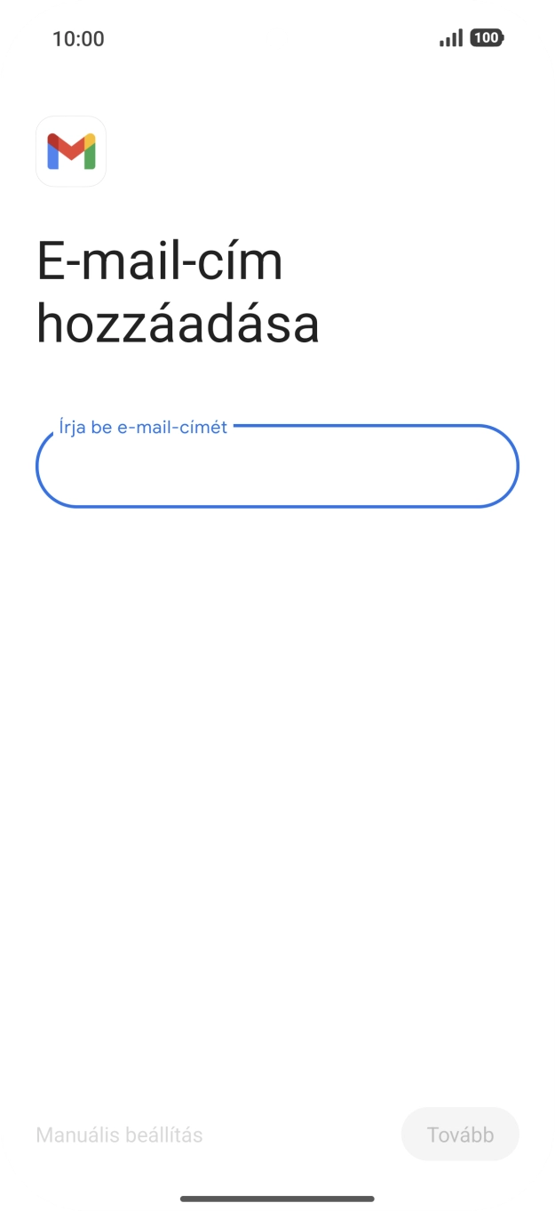 Kattints az „Írja be e-mail-címét” alatti mezőre, és írd be az e-mail címedet.