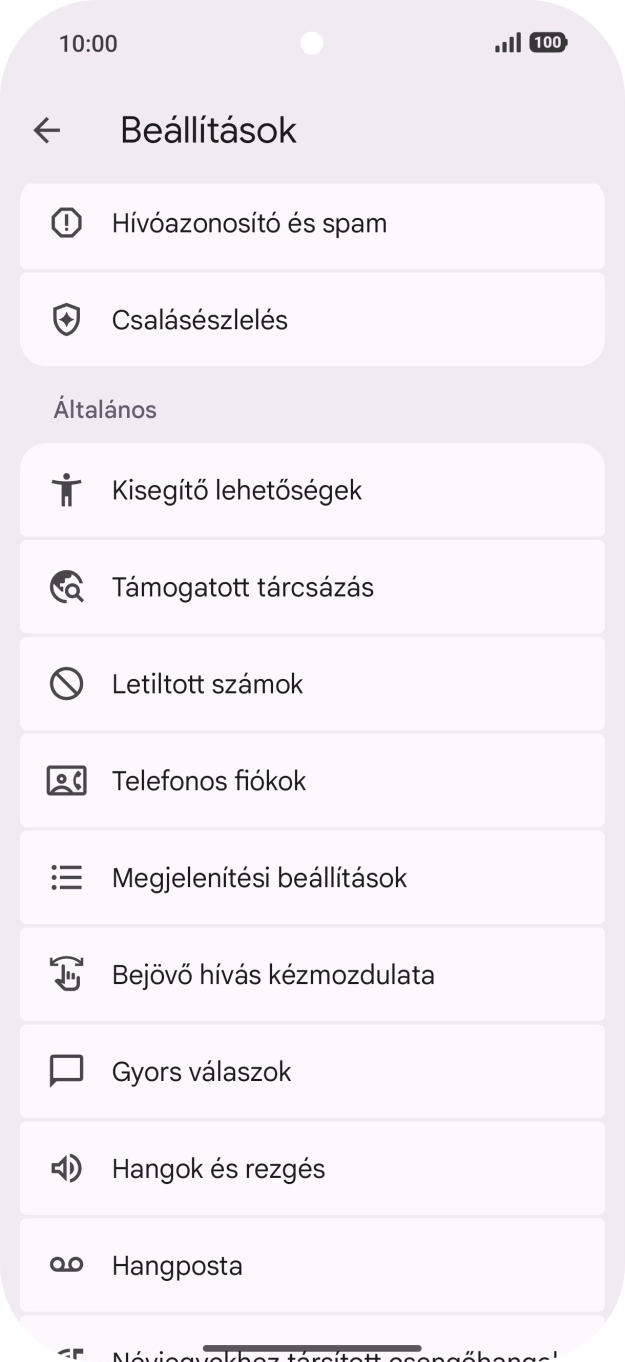Válaszd a Telefonos fiókok lehetőséget.