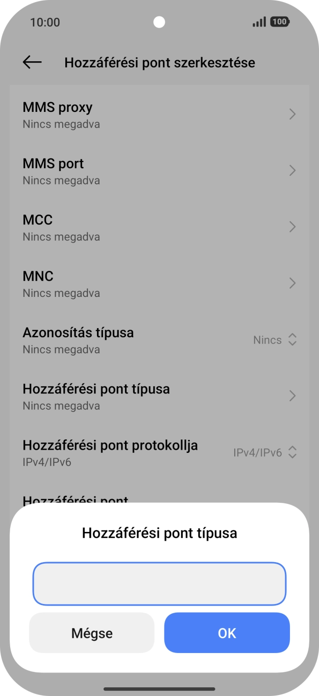 Írd be azt, hogy mms, és válaszd az OK lehetőséget.