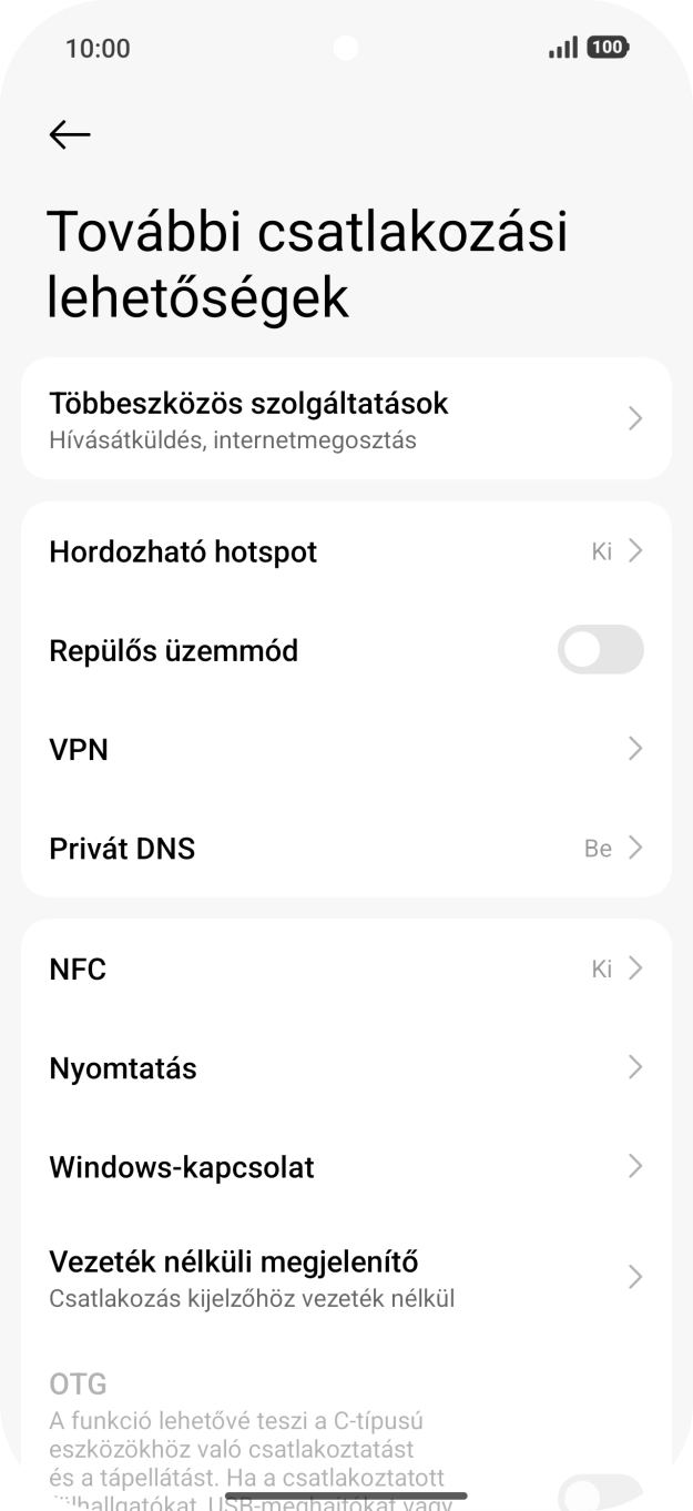 Válaszd a Hordozható hotspot lehetőséget.