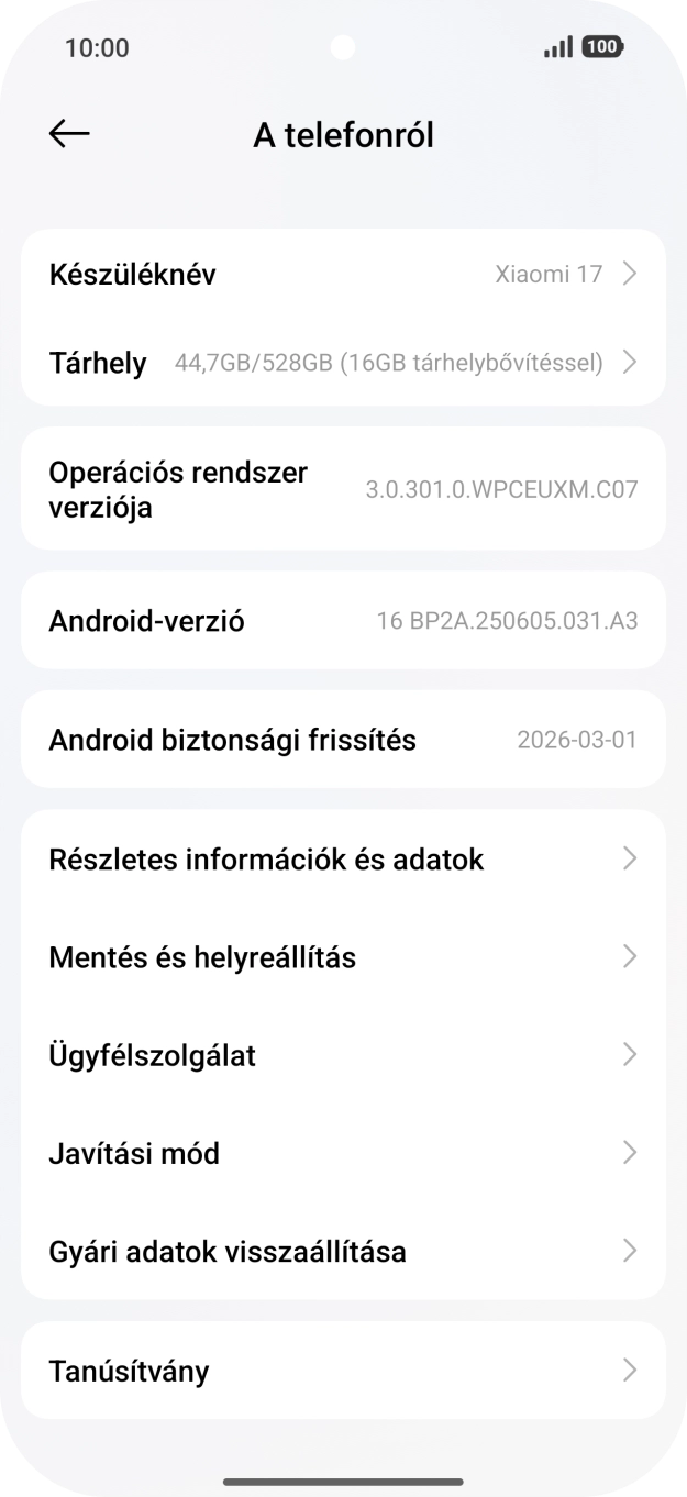 Válaszd a Gyári adatok visszaállítása lehetőséget.