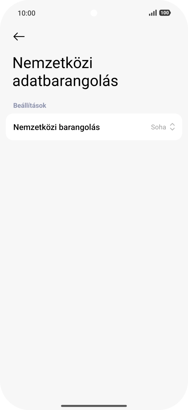 Nyisd le a „Nemzetközi barangolás” mellett legördülő menüt.