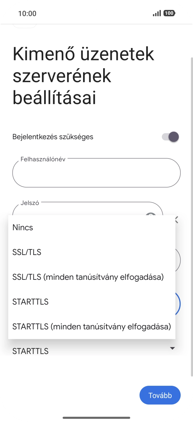 Válaszd az SSL/TLS lehetőséget.