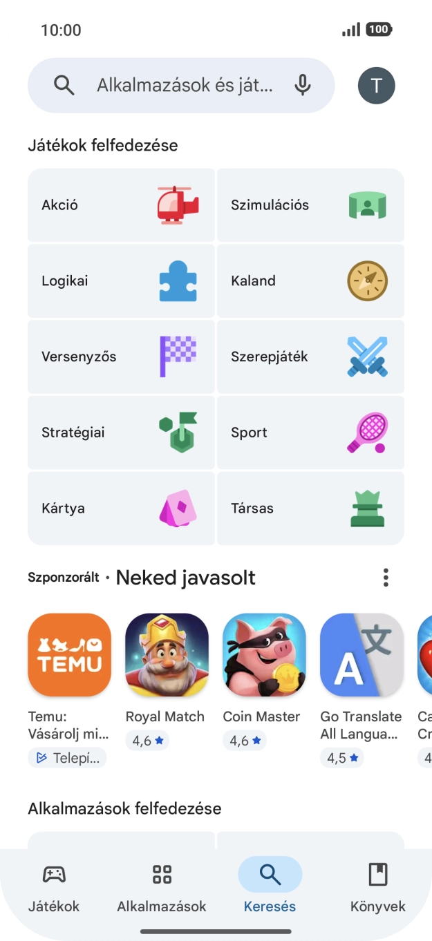 Kattints a keresés mezőre.