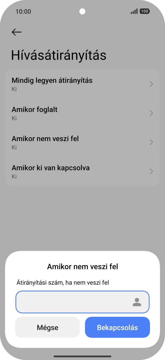Írd be azt, hogy +36709090999, és válaszd a Bekapcsolás lehetőséget.