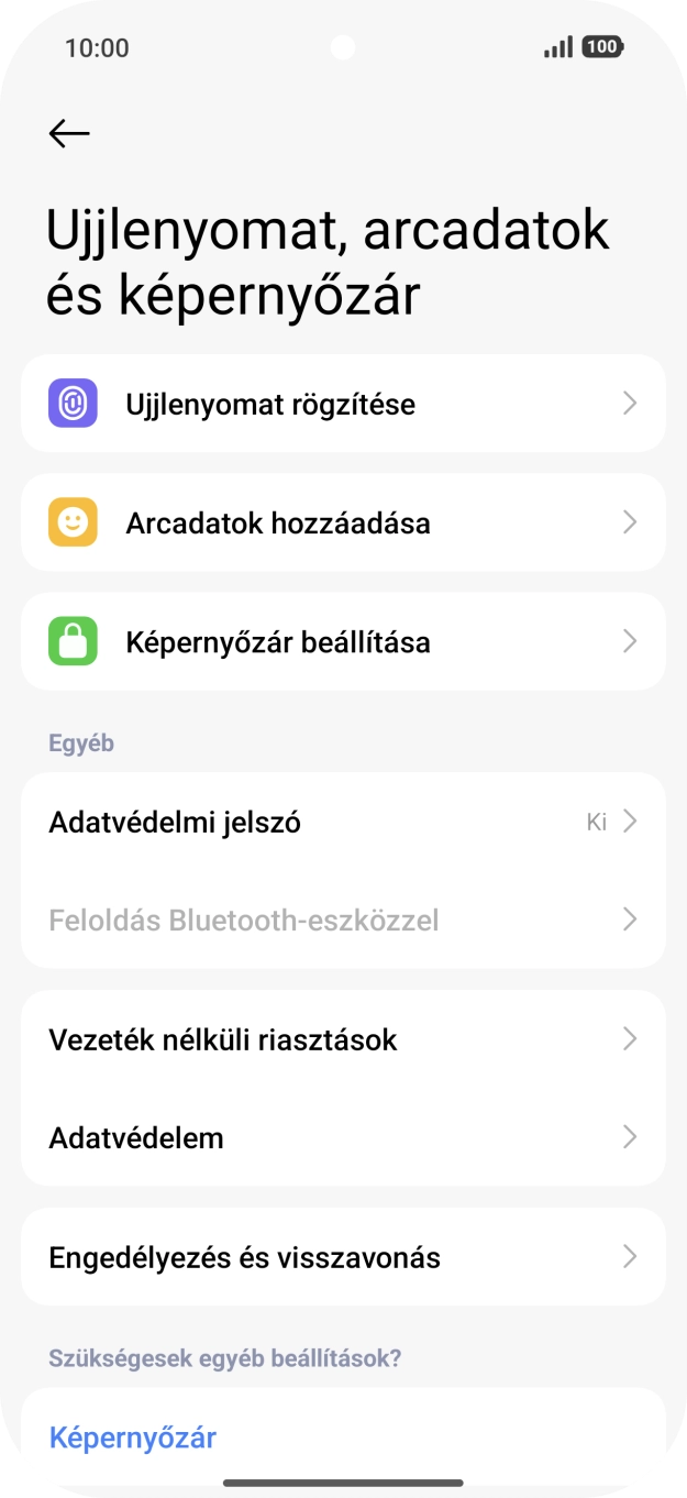 Válaszd az Ujjlenyomat rögzítése lehetőséget.