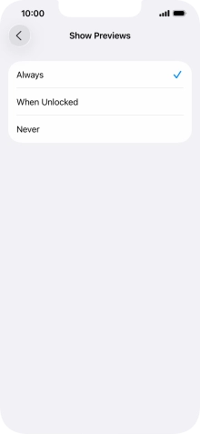 To select notification preview on the lock screen, press Always.