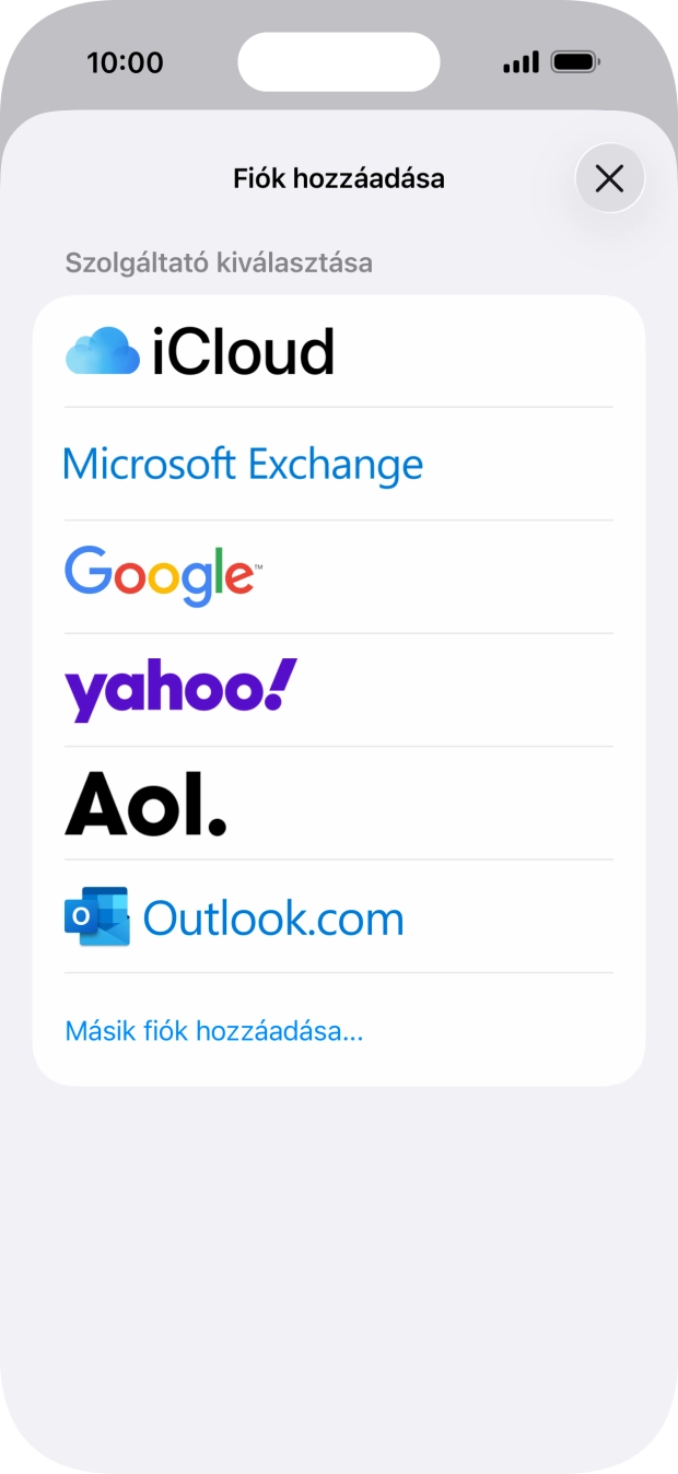 Válaszd a Másik fiók hozzáadása... lehetőséget.