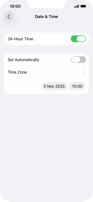 Press the indicator next to 'Set Automatically' to turn on the function.