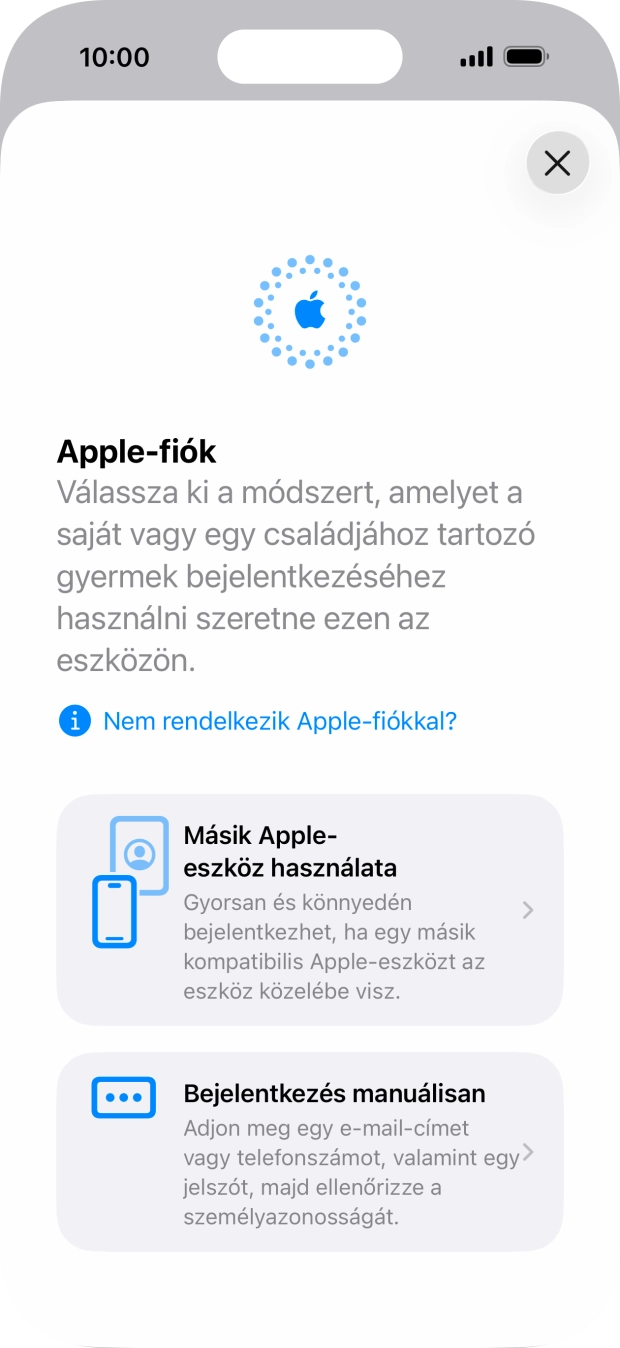 Válaszd a Bejelentkezés manuálisan lehetőséget. Válaszd a Bejelentkezés manuálisan lehetőséget.