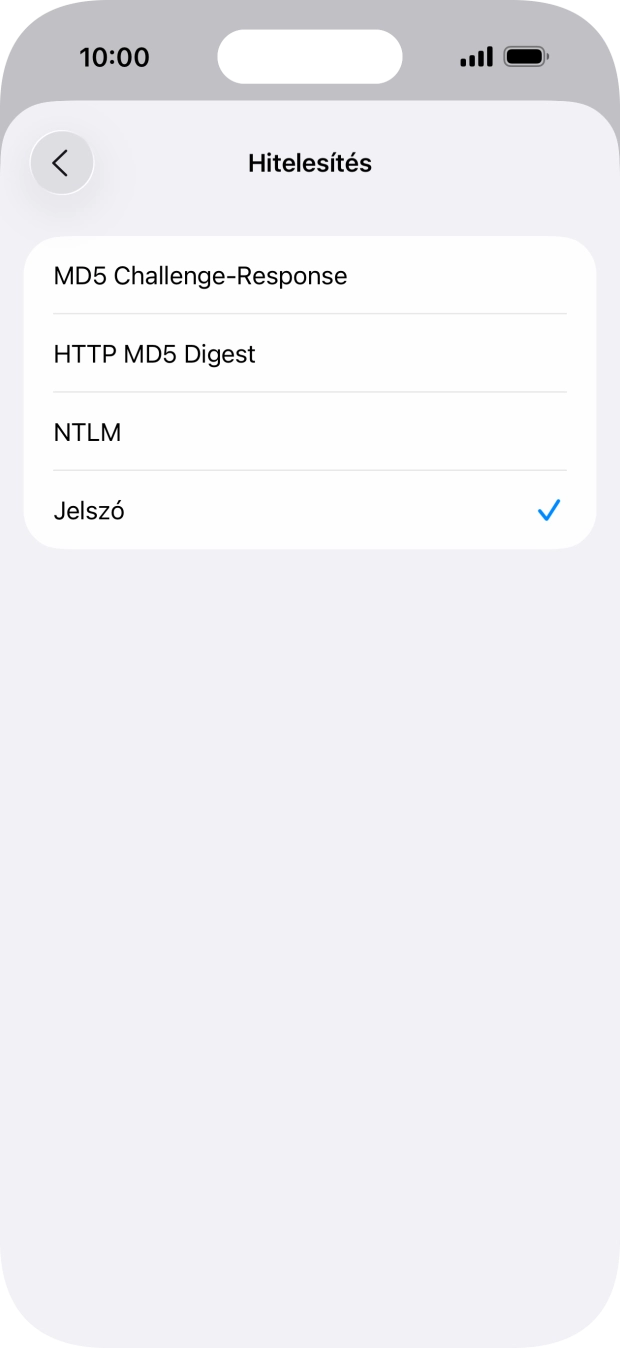 Válaszd a Jelszó lehetőséget.