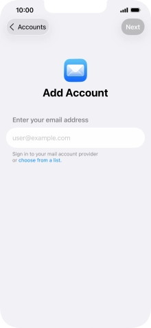 Press the field below 'Enter your email address' and key in your email address.
