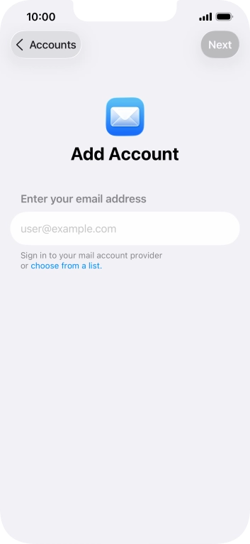 Press the field below 'Enter your email address' and key in your email address.