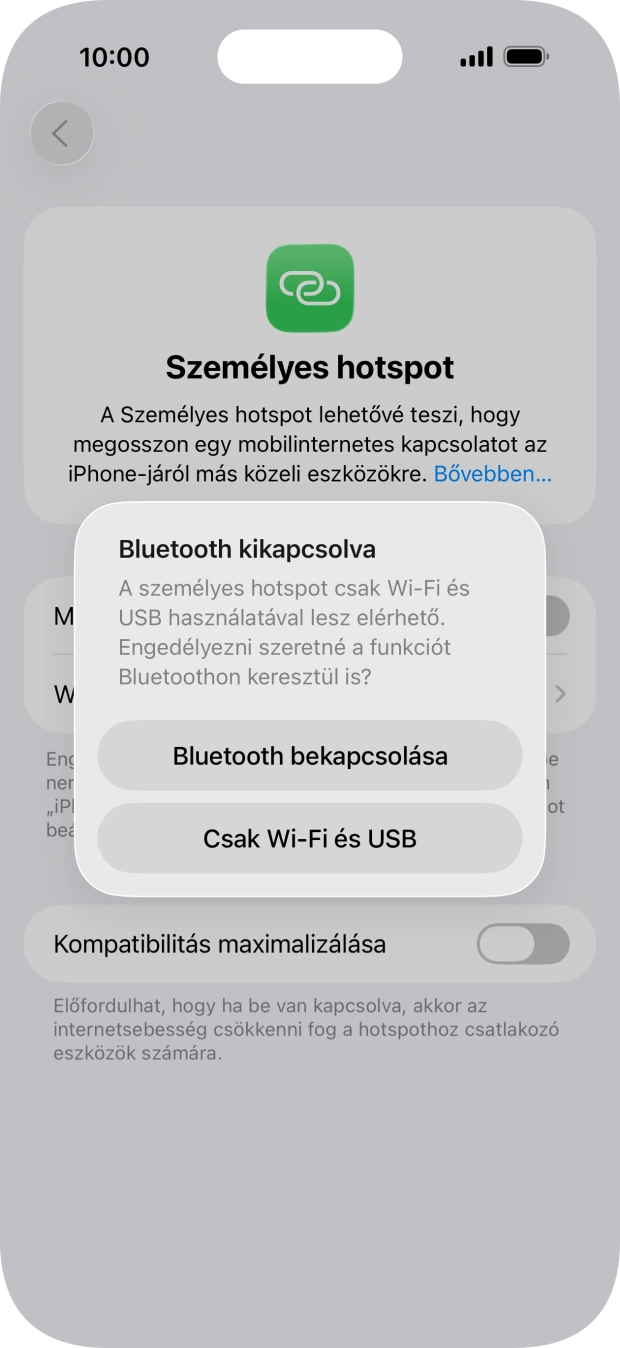 Amennyiben be van kapcsolva a Wi-Fi, válaszd a Csak Wi-Fi és USB lehetőséget.