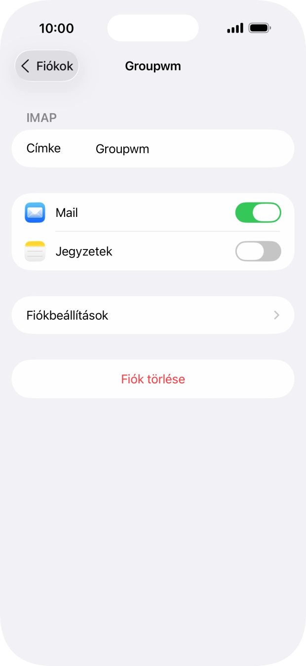 Válaszd a Fiókbeállítások lehetőséget.
