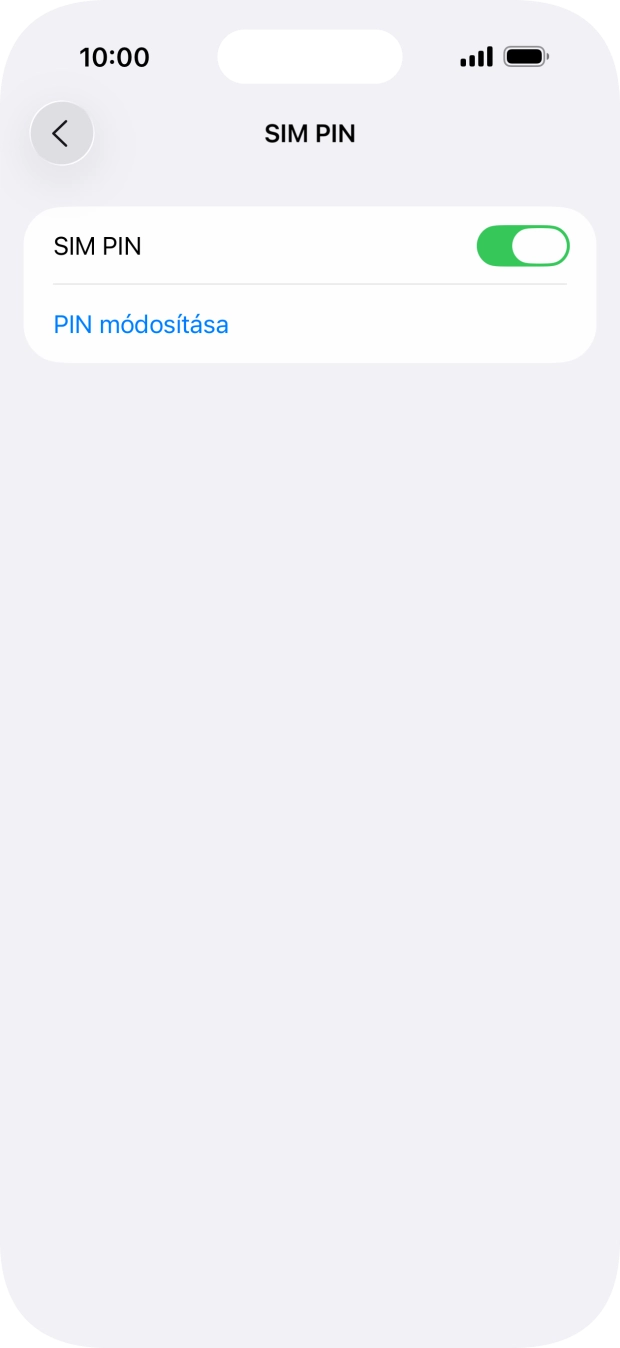 Kattints a „SIM PIN” melletti csúszkára a funkció be- vagy kikapcsolásához. Kattints a „SIM PIN” melletti csúszkára a funkció be- vagy kikapcsolásához.