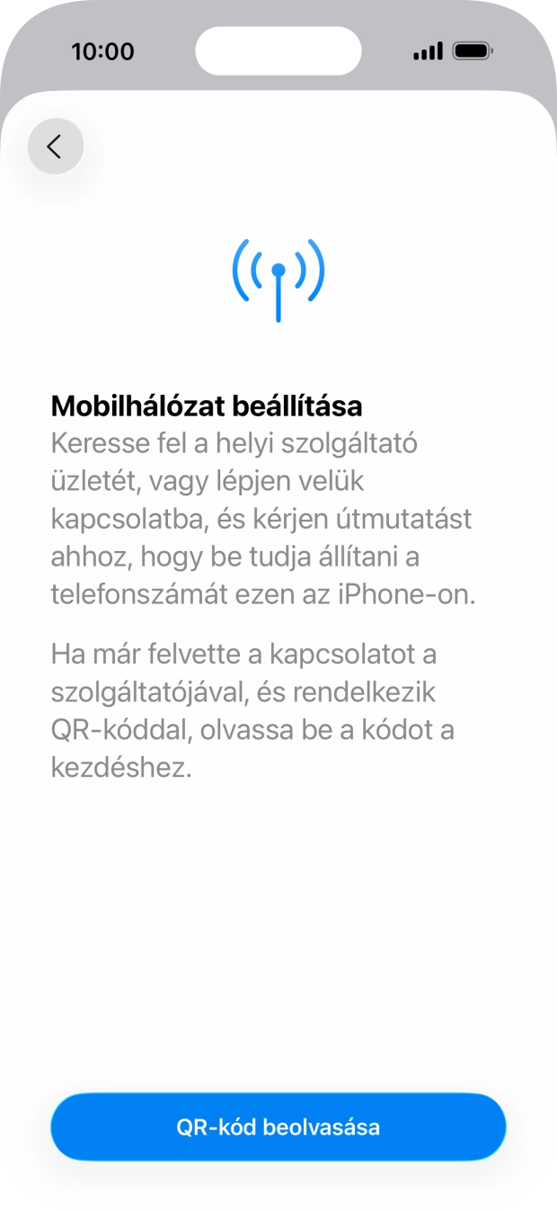 Válaszd a QR-kód beolvasása lehetőséget. Válaszd a QR-kód beolvasása lehetőséget.