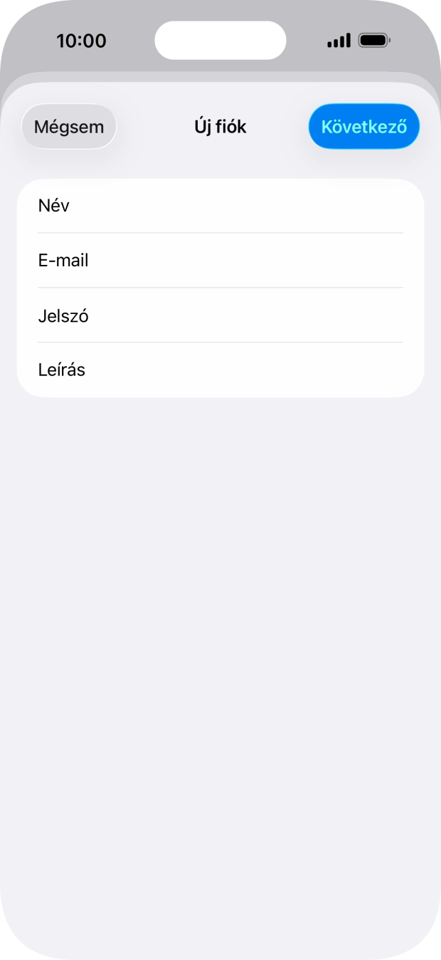 Kattints a Leírás mezőre, és írd be az e-mail-fiók kívánt nevét.