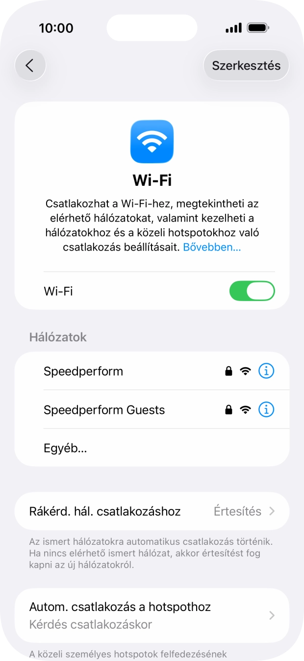 Kattints a kívánt Wi-Fi hálózatra, és írd be a Wi-Fi hálózathoz tartózó jelszót. Kattints a kívánt Wi-Fi hálózatra, és írd be a Wi-Fi hálózathoz tartózó jelszót.