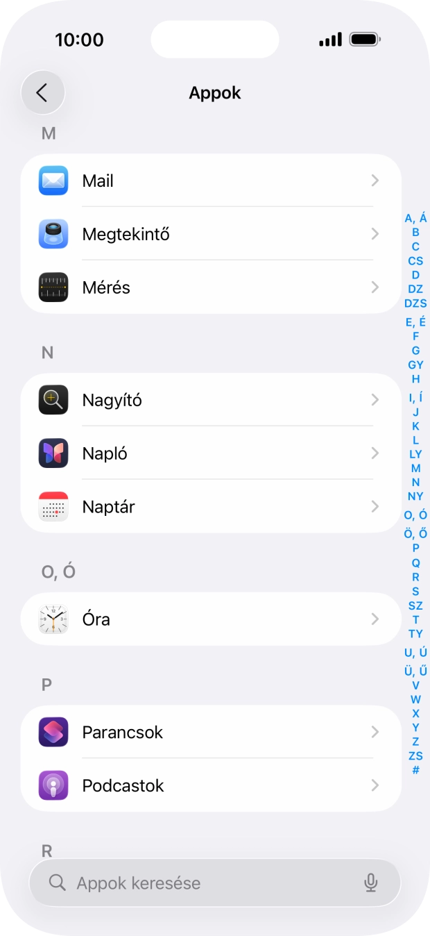 Válaszd a Mail lehetőséget.