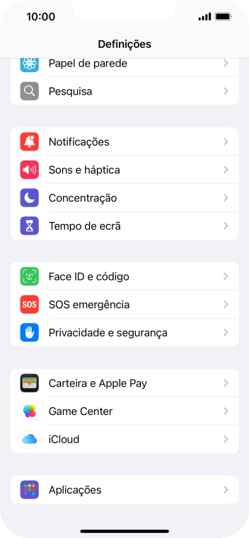 Prima Face ID e código.