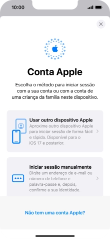 Prima Iniciar sessão manualmente.