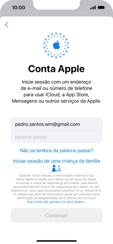 Prima palavra-passe e introduza a password do ID Apple.
