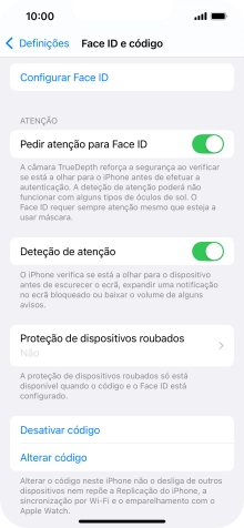 Prima Desativar código, e introduza o código de bloqueio.