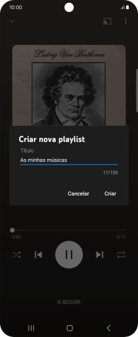 Introduza o nome pretendido para a lista de reprodução e prima Criar.