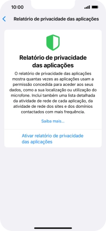 Prima Ativar relatório de privacidade das aplicações para ativar a função.