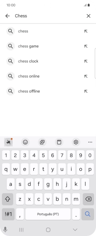 Introduza o nome ou categoria da app pretendida e prima o ícone para pesquisar.