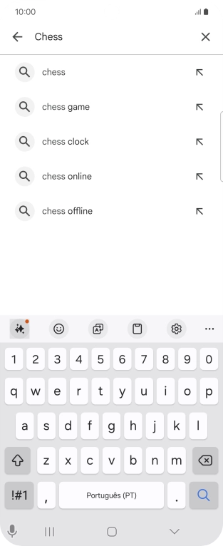 Introduza o nome ou categoria da app pretendida e prima o ícone para pesquisar.