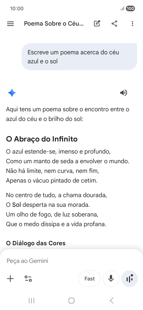 É possível solicitar à Gemini que gere um texto baseado na sua descrição.