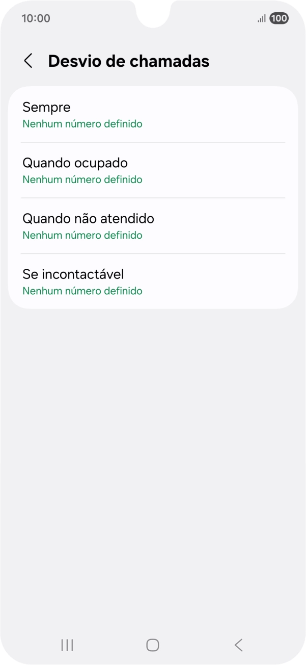 Prima o tipo de desvio pretendido.