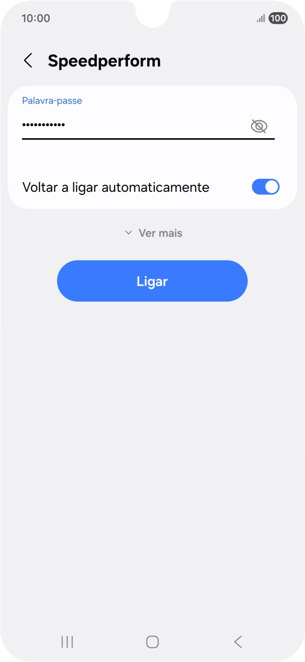 Introduza a password da rede Wi-Fi e prima Ligar.