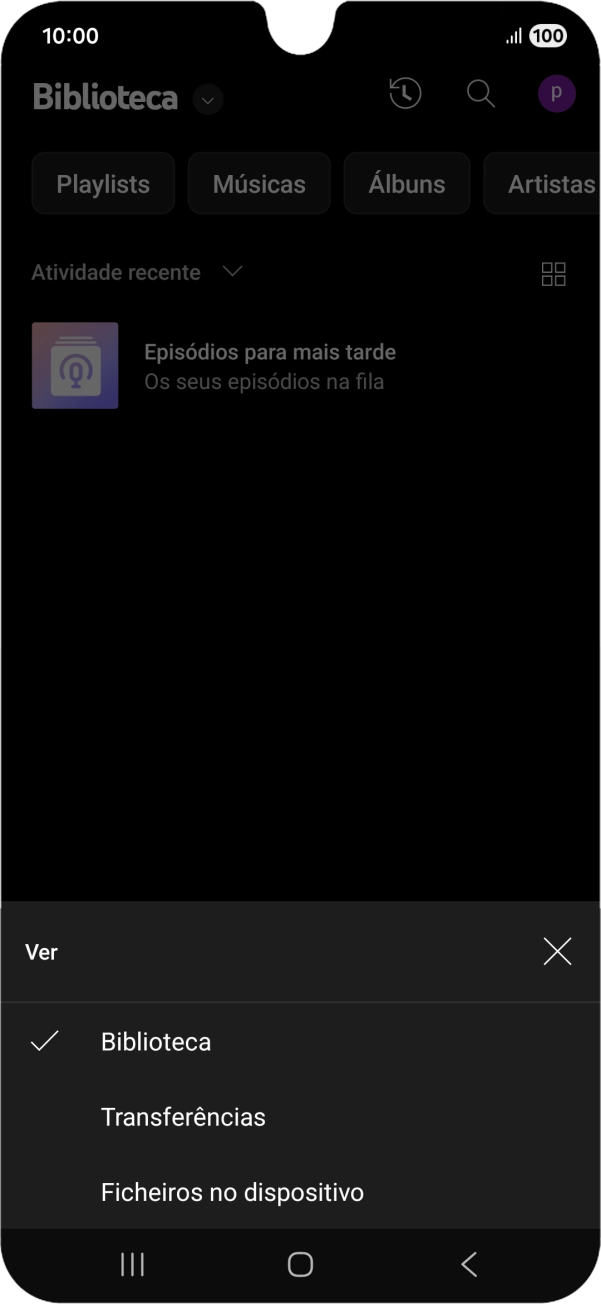Prima a categoria pretendida e dirija-se ao ficheiro de música pretendido.