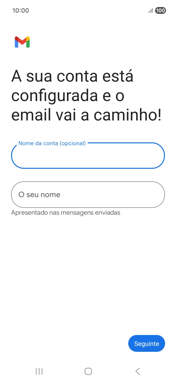 Prima O seu nome e introduza o nome do remetente pretendido.