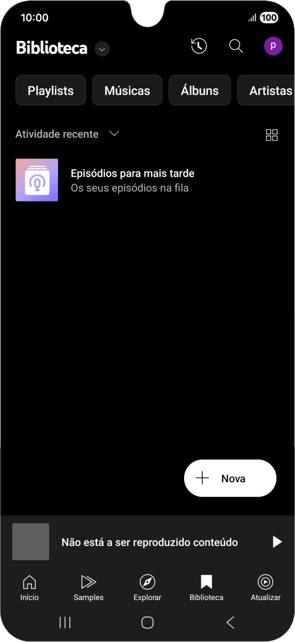 Prima a lista suspensa.