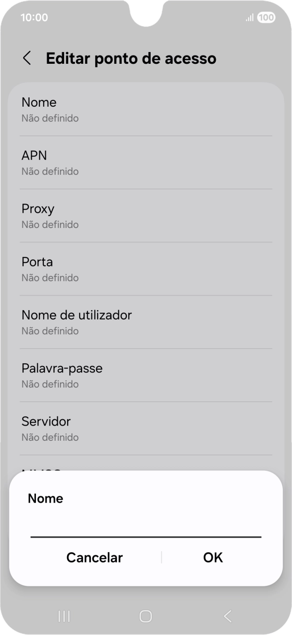 Introduza Vodafone Internet e prima OK.