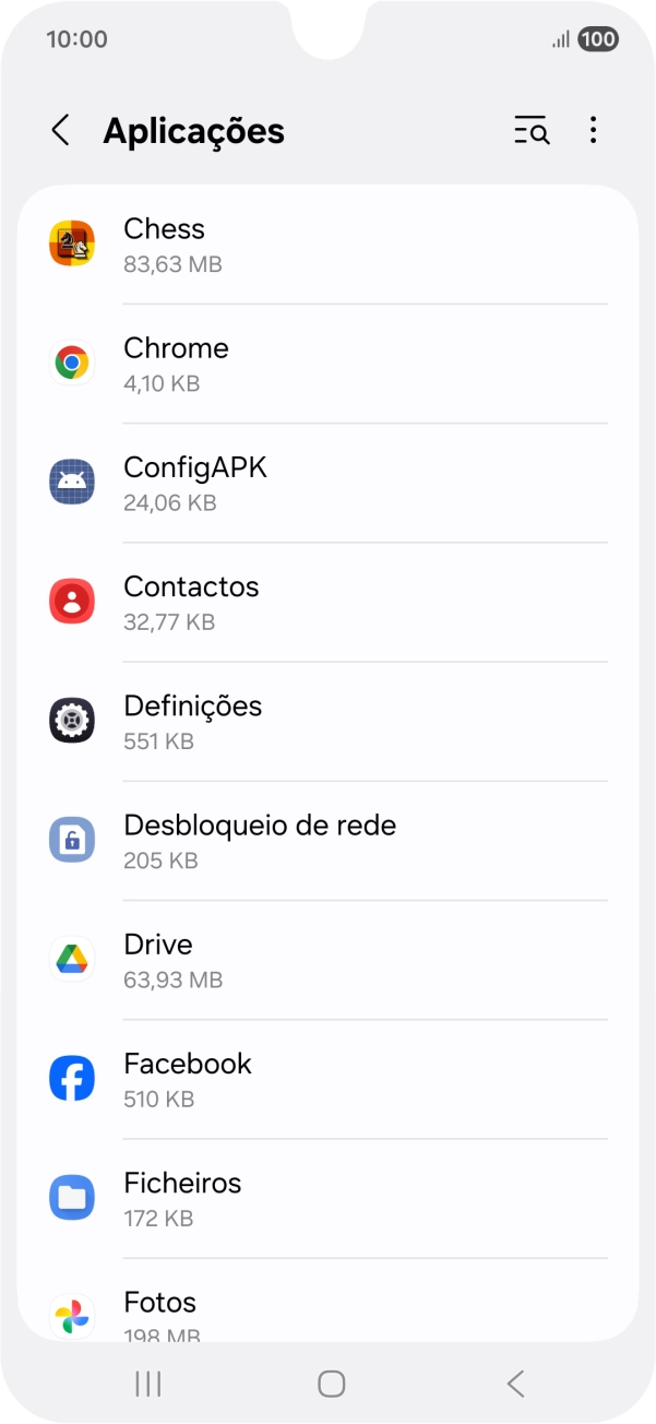 Prima a app pretendida.