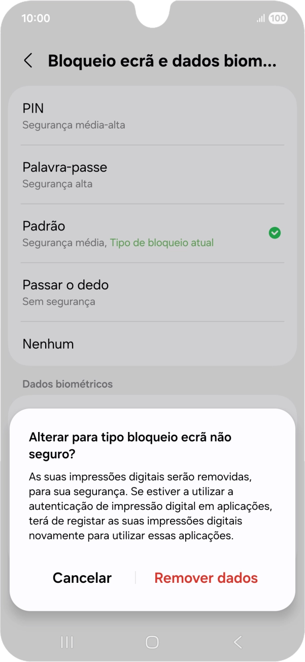 Prima Remover dados.