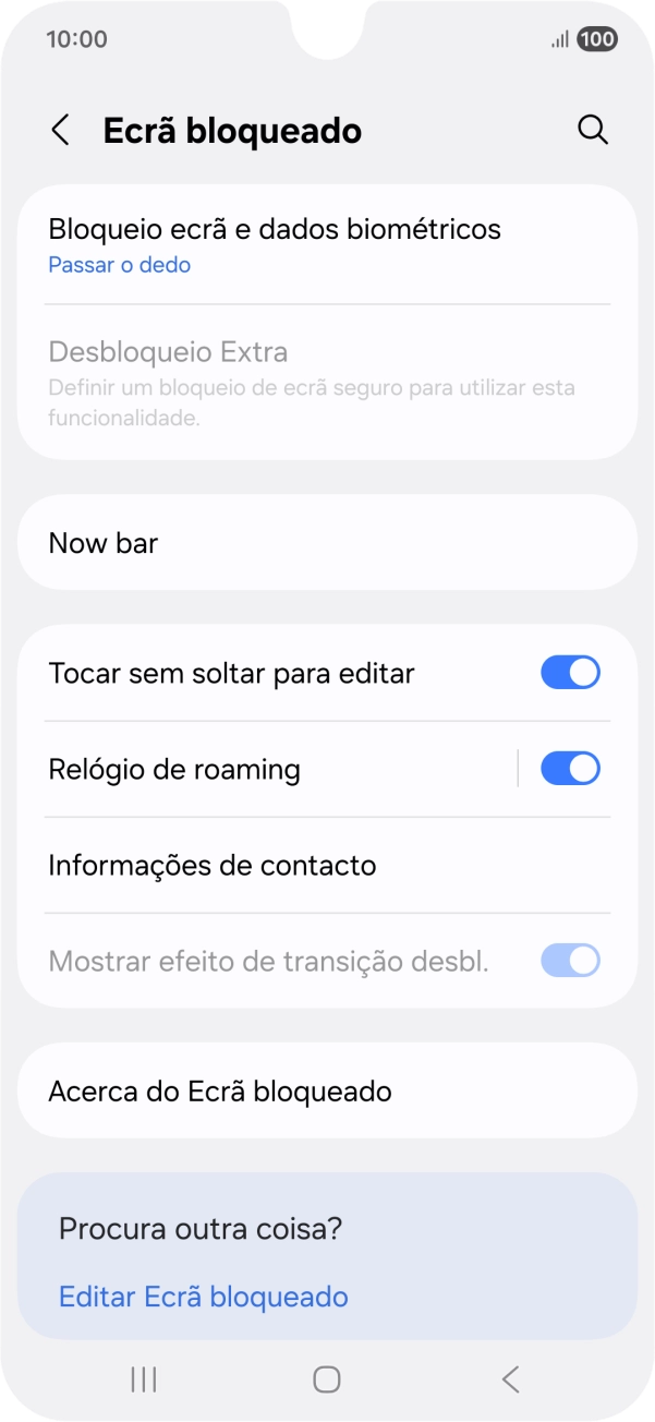 Prima Bloqueio ecrã e dados biométricos.
