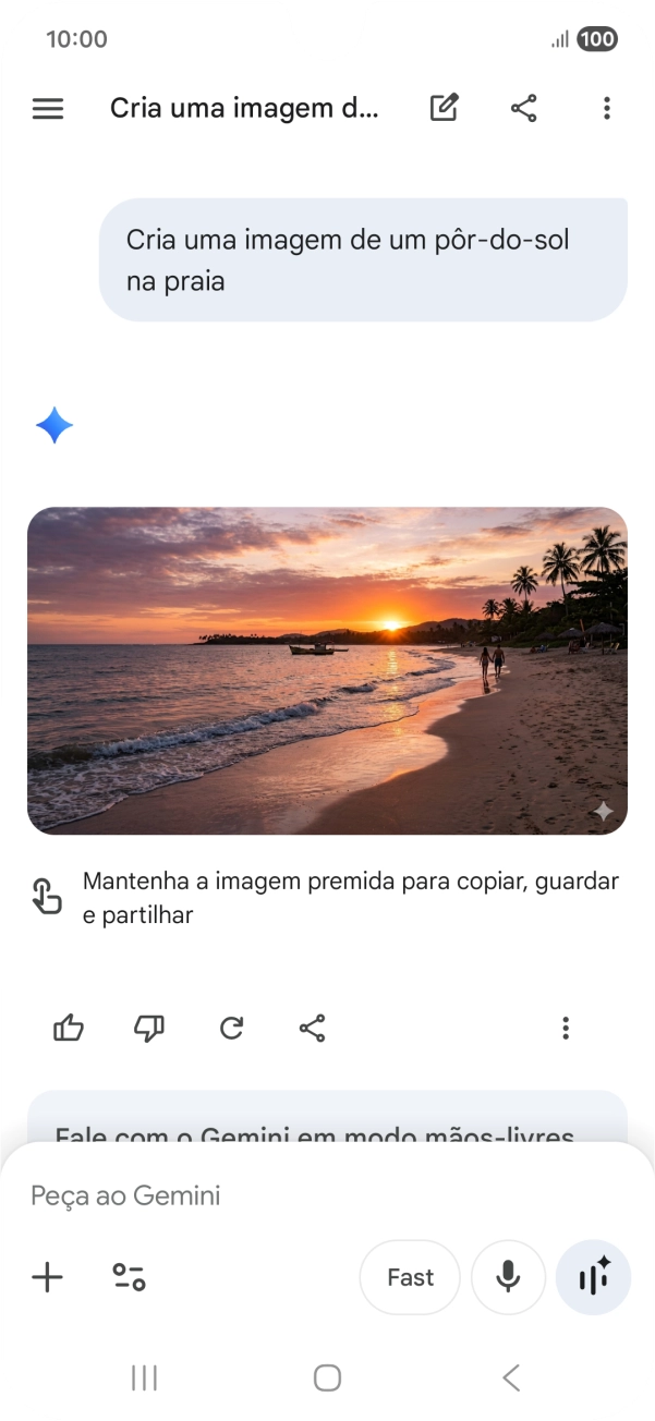 Também é possível solicitar à Gemini que gere uma imagem baseada na sua descrição.