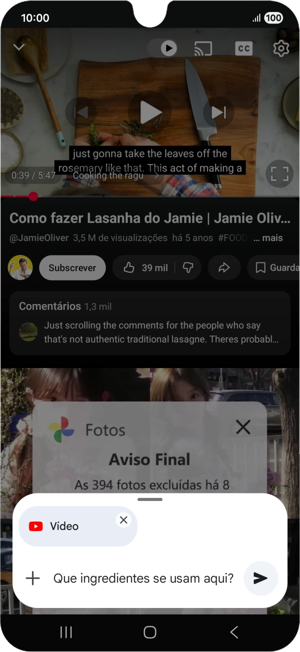 Siga as indicações no ecrã para escrever ou ditar a pergunta pretendida para o vídeo.