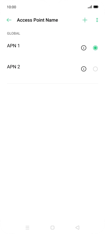 Press the field next to the data connection to activate it.