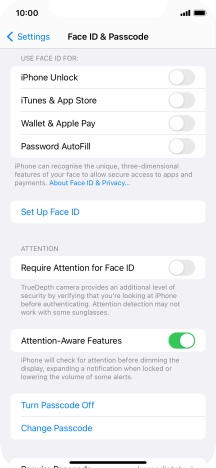 Press Turn Passcode Off and key in the phone lock code.