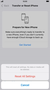 Press Reset All Settings.