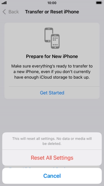 Press Reset All Settings.