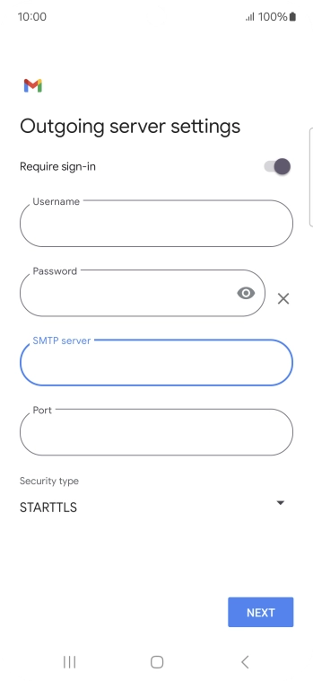 Press the field below 'Port' and key in 587.