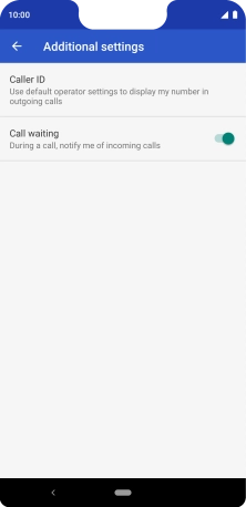 Press the indicator next to 'Call waiting' to turn the function on or off.